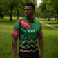 Custom Cricket Africa Kenya Zipper Polo Shirt Green Lion Head Kenyan Pattern