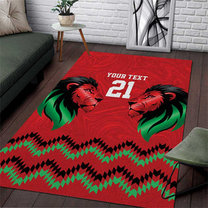 Custom Cricket Africa Kenya Area Rug Red Lion Head with Kenyan Pattern - African Pride