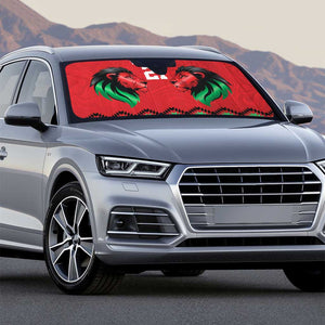 Custom Cricket Africa Kenya Auto Sun Shade Red Lion Head Kenyan Pattern