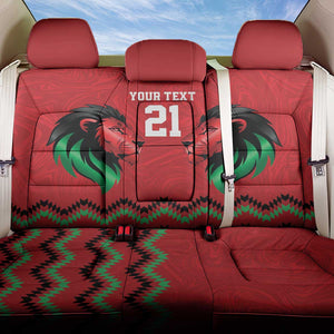 Custom Cricket Africa Kenya Back Car Seat Cover Red Lion Head with Kenyan Pattern - African Pride