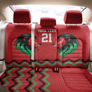 Custom Cricket Africa Kenya Back Car Seat Cover Red Lion Head with Kenyan Pattern - African Pride