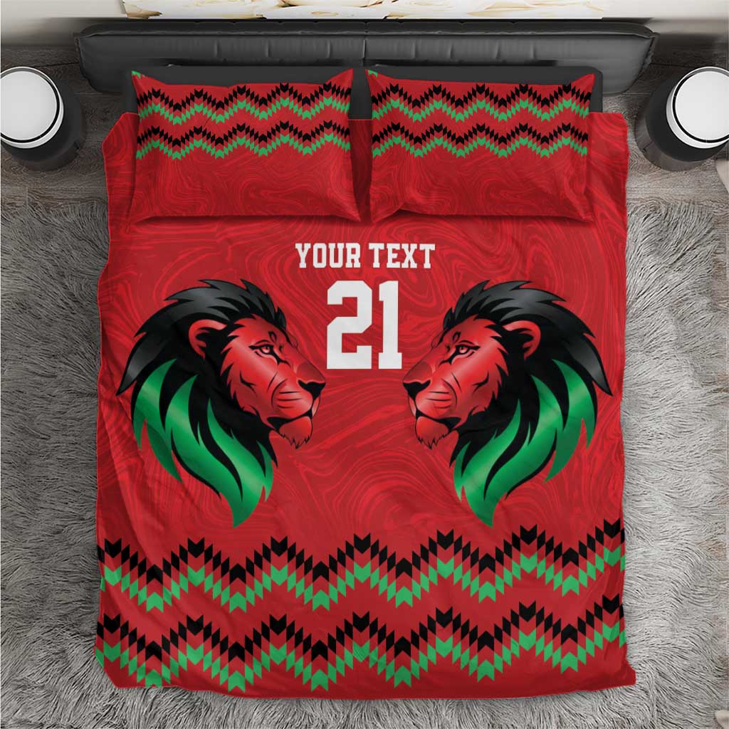 Custom Cricket Africa Kenya Bedding Set Red Lion Head with Kenyan Pattern - African Pride