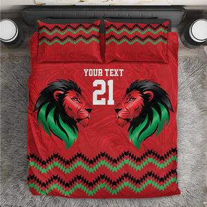 Custom Cricket Africa Kenya Bedding Set Red Lion Head with Kenyan Pattern - African Pride