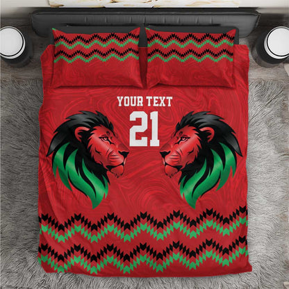 Custom Cricket Africa Kenya Bedding Set Red Lion Head with Kenyan Pattern - African Pride