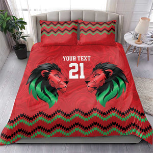 Custom Cricket Africa Kenya Bedding Set Red Lion Head with Kenyan Pattern - African Pride