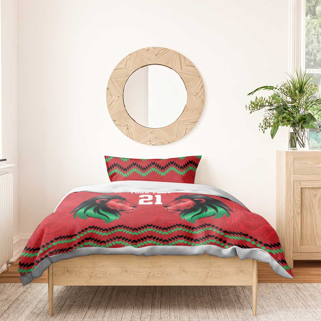 Custom Cricket Africa Kenya Bedding Set Red Lion Head with Kenyan Pattern - African Pride