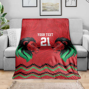 Custom Cricket Africa Kenya Blanket Red Lion Head with Kenyan Pattern - African Pride