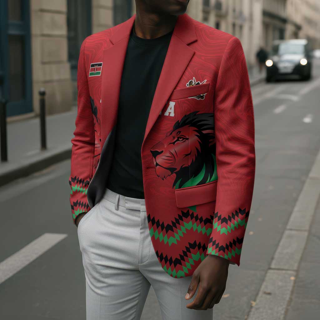 Custom Cricket Africa Kenya Blazer Red Lion Head Kenyan Pattern