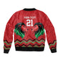 Custom Cricket Africa Kenya Bomber Jacket Red Lion Head with Kenyan Pattern - African Pride