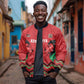 Custom Cricket Africa Kenya Bomber Jacket Red Lion Head with Kenyan Pattern - African Pride