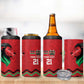 Custom Cricket Africa Kenya 4 in 1 Can Cooler Tumbler Red Lion Head with Kenyan Pattern - African Pride