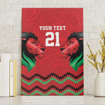 Custom Cricket Africa Kenya Canvas Wall Art Red Lion Head with Kenyan Pattern - African Pride
