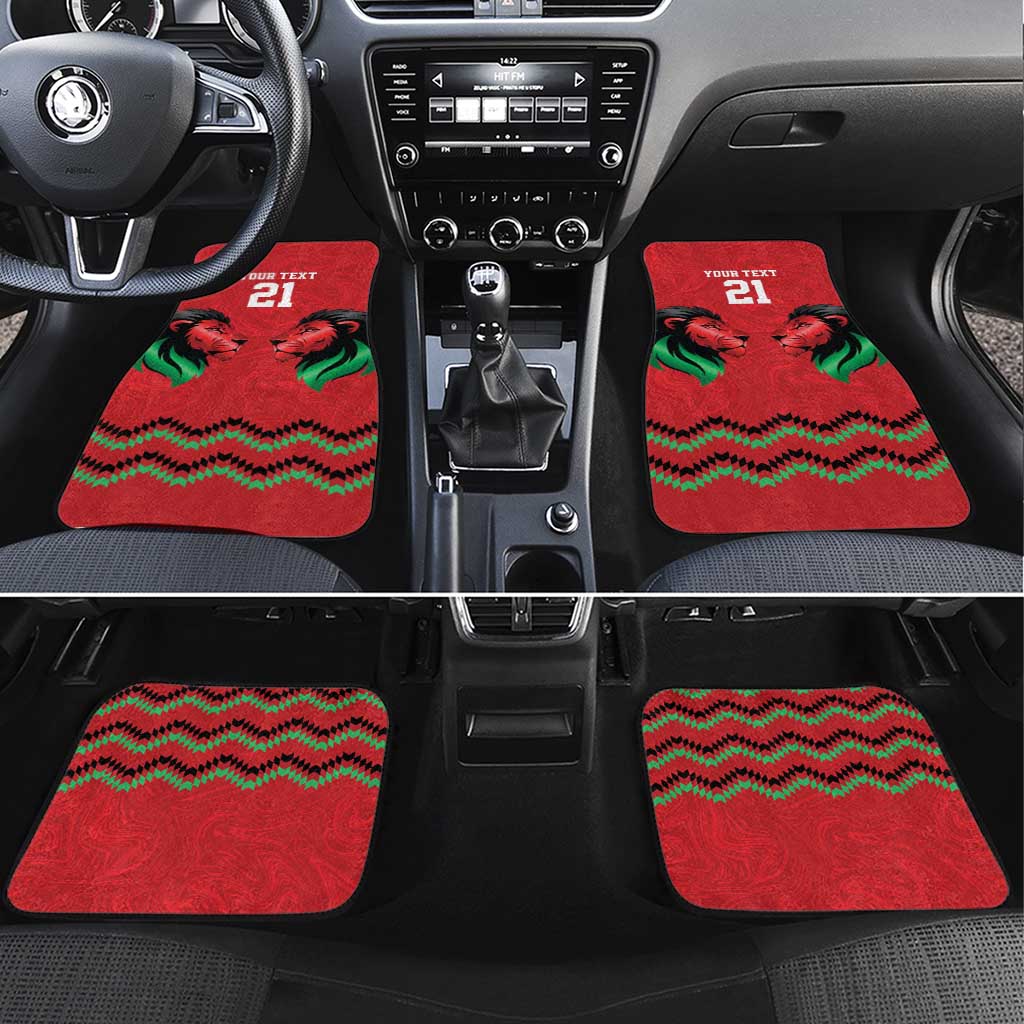 Custom Cricket Africa Kenya Car Mats Red Lion Head with Kenyan Pattern - African Pride