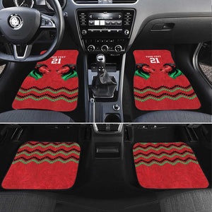 Custom Cricket Africa Kenya Car Mats Red Lion Head with Kenyan Pattern - African Pride