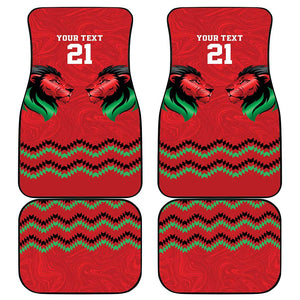 Custom Cricket Africa Kenya Car Mats Red Lion Head with Kenyan Pattern - African Pride