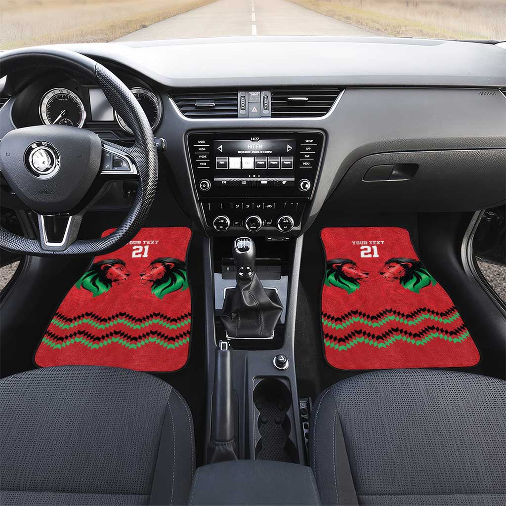 Custom Cricket Africa Kenya Car Mats Red Lion Head with Kenyan Pattern - African Pride
