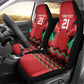 Custom Cricket Africa Kenya Car Seat Cover Red Lion Head with Kenyan Pattern - African Pride