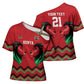 Custom Cricket Africa Kenya Cross Shoulder Shirt Red Lion Head Kenyan Pattern