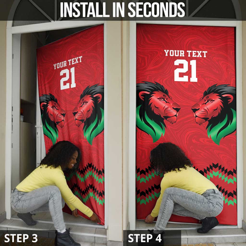 Custom Cricket Africa Kenya Door Cover Red Lion Head Kenyan Pattern