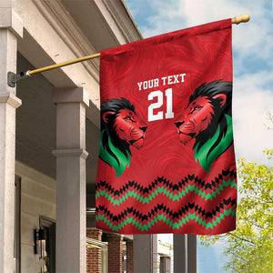 Custom Cricket Africa Kenya Garden Flag Red Lion Head with Kenyan Pattern - African Pride
