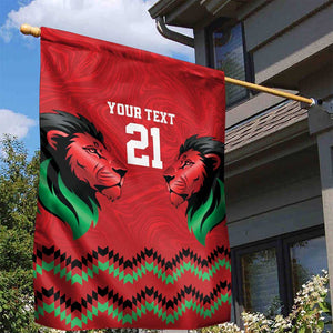 Custom Cricket Africa Kenya Garden Flag Red Lion Head with Kenyan Pattern - African Pride