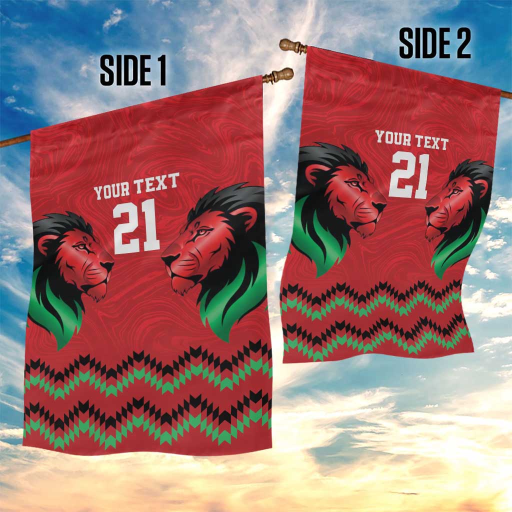 Custom Cricket Africa Kenya Garden Flag Red Lion Head with Kenyan Pattern - African Pride