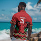 Custom Cricket Africa Kenya Hawaiian Shirt Red Lion Head with Kenyan Pattern - African Pride