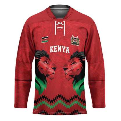 Custom Cricket Africa Kenya Hockey Jersey Red Lion Head Kenyan Pattern