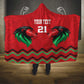 Custom Cricket Africa Kenya Hooded Blanket Red Lion Head with Kenyan Pattern - African Pride