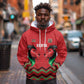 Custom Cricket Africa Kenya Hoodie Red Lion Head with Kenyan Pattern - African Pride