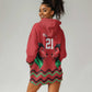 Custom Cricket Africa Kenya Hoodie Dress Red Lion Head with Kenyan Pattern - African Pride