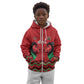 Custom Cricket Africa Kenya Kid Hoodie Red Lion Head with Kenyan Pattern - African Pride