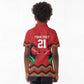 Custom Cricket Africa Kenya Kid Polo Shirt Red Lion Head with Kenyan Pattern - African Pride