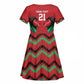 Custom Cricket Africa Kenya Kid Short Sleeve Dress Red Lion Head with Kenyan Pattern - African Pride