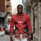 Custom Cricket Africa Kenya Long Sleeve Button Shirt Red Lion Head with Kenyan Pattern - African Pride