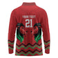 Custom Cricket Africa Kenya Long Sleeve Polo Shirt Red Lion Head with Kenyan Pattern - African Pride