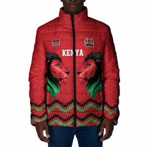 Custom Cricket Africa Kenya Padded Jacket Red Lion Head Kenyan Pattern