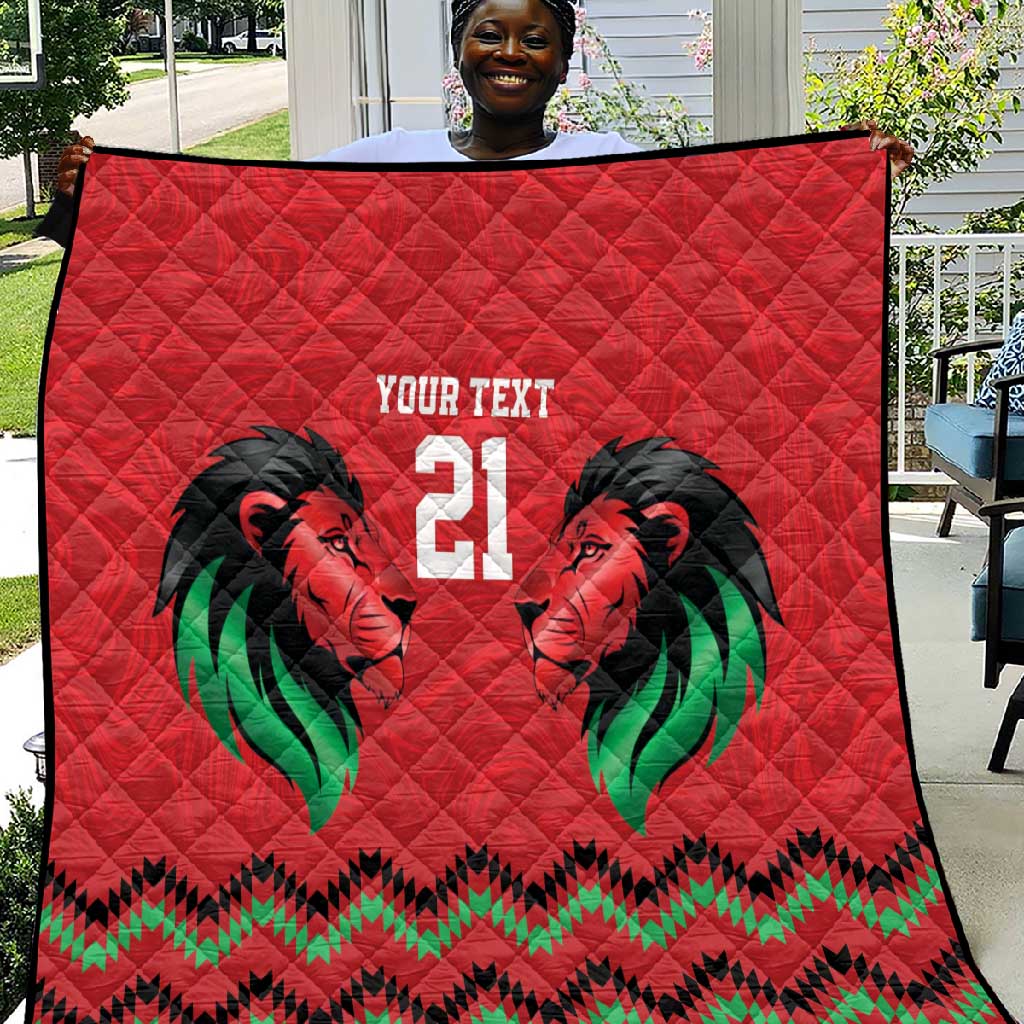 Custom Cricket Africa Kenya Quilt Red Lion Head with Kenyan Pattern by ...
