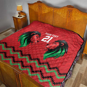 Custom Cricket Africa Kenya Quilt Red Lion Head with Kenyan Pattern - African Pride