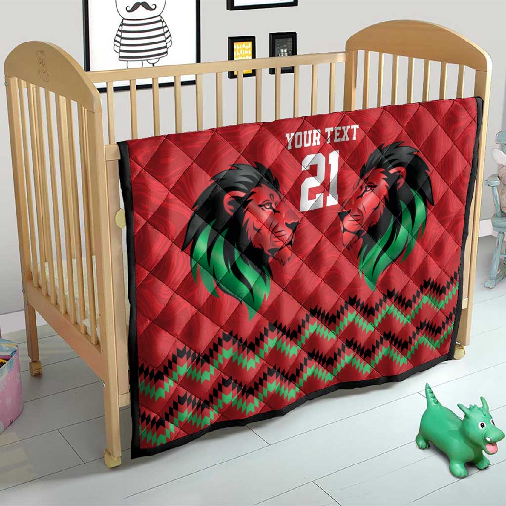 Custom Cricket Africa Kenya Quilt Red Lion Head with Kenyan Pattern - African Pride