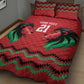 Custom Cricket Africa Kenya Quilt Bed Set Red Lion Head with Kenyan Pattern - African Pride