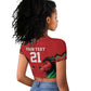 Custom Cricket Africa Kenya Raglan Cropped T shirt Red Lion Head with Kenyan Pattern - African Pride
