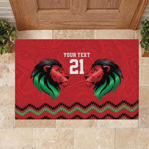 Custom Cricket Africa Kenya Rubber Doormat Red Lion Head with Kenyan Pattern - African Pride