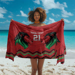 Custom Cricket Africa Kenya Sarong Red Lion Head with Kenyan Pattern - African Pride
