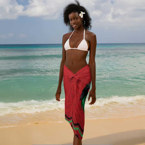 Custom Cricket Africa Kenya Sarong Red Lion Head with Kenyan Pattern - African Pride
