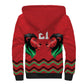 Custom Cricket Africa Kenya Sherpa Hoodie Red Lion Head with Kenyan Pattern - African Pride
