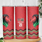 Custom Cricket Africa Kenya Skinny Tumbler Red Lion Head with Kenyan Pattern - African Pride