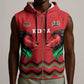 Custom Cricket Africa Kenya Sleeveless Zip Hoodie Red Lion Head with Kenyan Pattern - African Pride