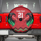Custom Cricket Africa Kenya Spare Tire Cover Red Lion Head with Kenyan Pattern - African Pride
