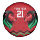 Custom Cricket Africa Kenya Spare Tire Cover Red Lion Head with Kenyan Pattern - African Pride